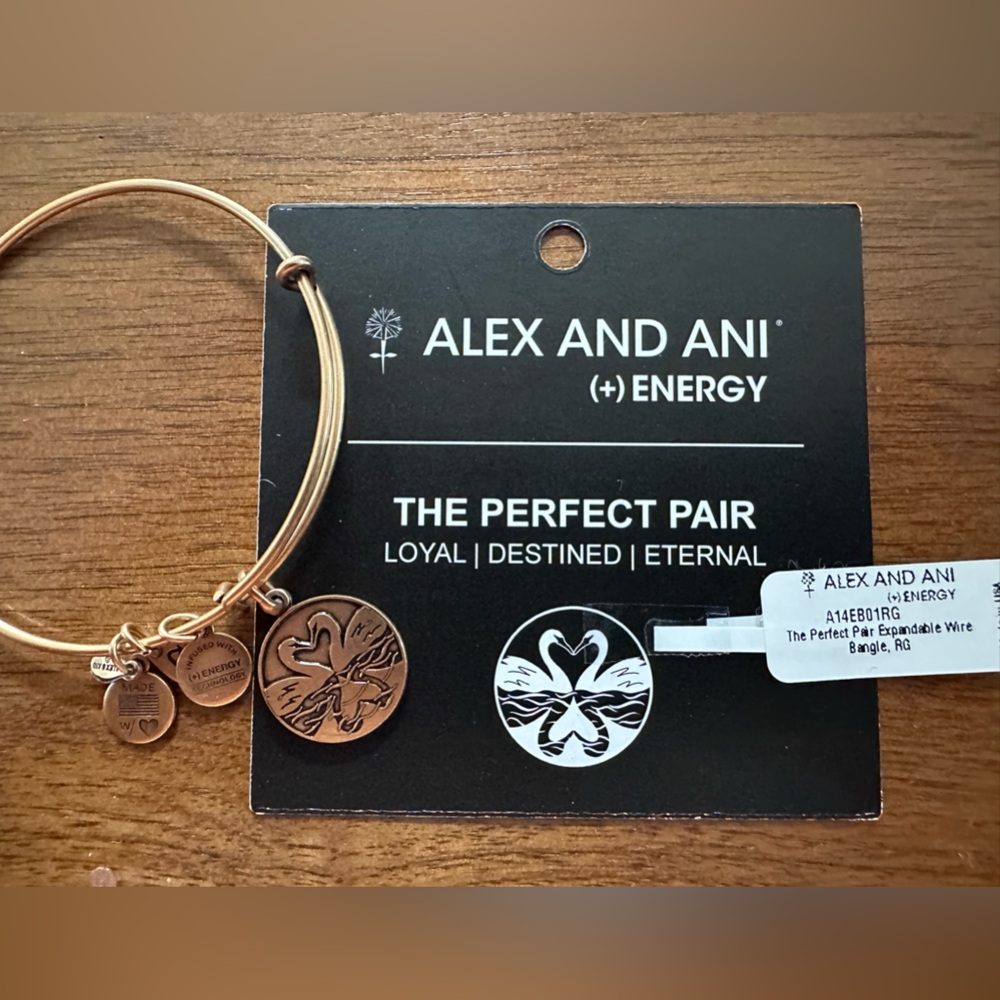 Alex and Ani Vintage 2014 Russian Gold “The Perfect Pair” Swan Charm Bracelet